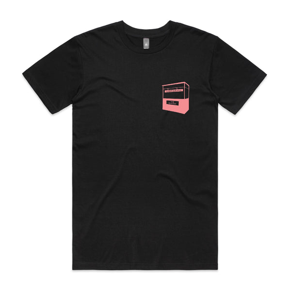 The Peacock Inn - Black T-Shirt with pink bar image