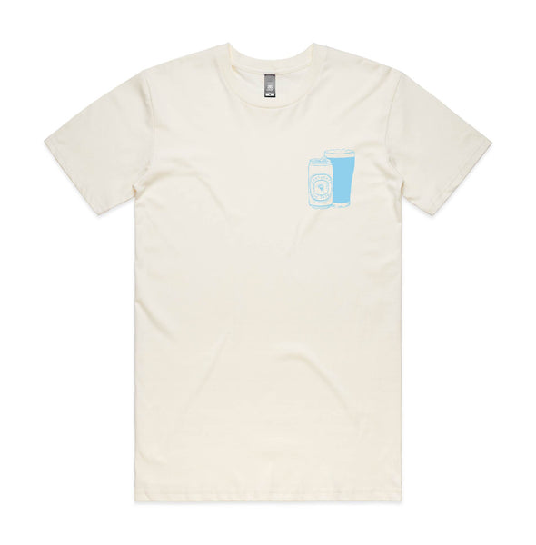 The Peacock Inn - Natural T-Shirt with blue beer image