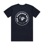 The Peacock Inn - Navy T-Shirt with white palm image